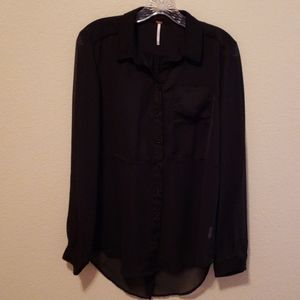 Free People Sheer Sleeved Button down